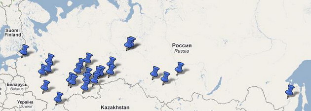 карта поставок из Екатеринбурга